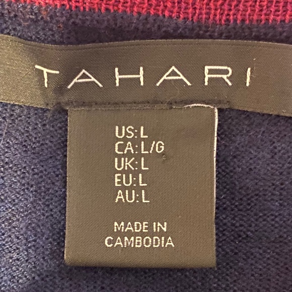 Tahari merino wool blend navy sweater. Sz L - Picture 9 of 14